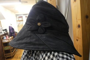 黒帽子　黒ハット　ブラック　ハット　帽子　ぼうし　日よけ　リサイクル