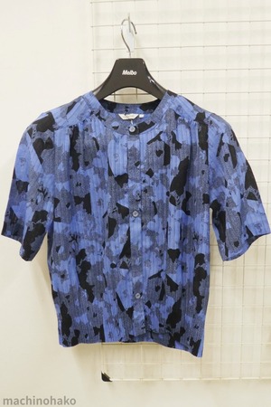 青　プリント　プリーツ　ブラウス　セットアップ　セット