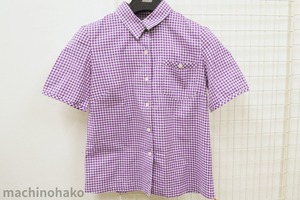 パープル チェック ブラウス シャツ トップス ギンガムチェック 1点もの