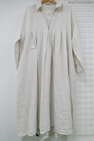 OMEKASI　ベージュ　えり付ワンピース　麻　リネン　オメカシ