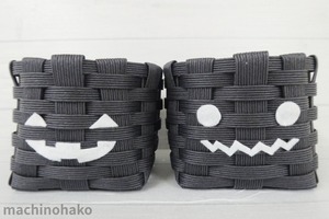 カゴ　ジャックオランタン　黒　ミニカゴ　オバケ　ハロウィン　クラフトバンド　ブラック
