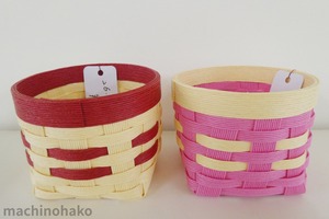 カゴ(小)暖色系 ミニかご ミニカゴ クラフトバンド 紙バンド