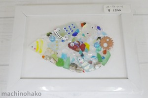 フレーム　白　置き飾り　シーガラス　シーグラス　貝殻　目が動く