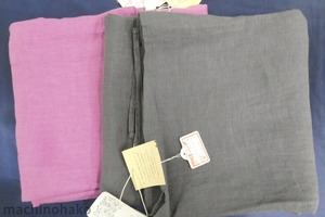 ピンク　グレイ　リネン　ストール　未使用