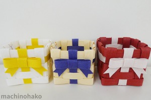 カゴ(小)ミニかご リボン付き かご クラフトバンド 紙バンド