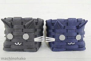 カゴ 籠 かご 紙バンド ネコ型カゴ 黒 ミニカゴ ネコ 紺