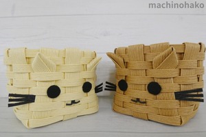 カゴ かご 籠 クラフトカゴ クラフトかご クラフト籠 ネコ モカプチカゴ ねこ 猫 アイボリー プレゼント