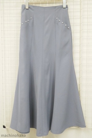ロングスカート　ブルー　アース　パール付き