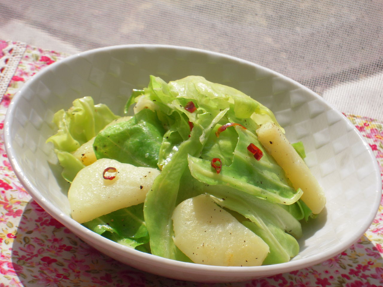 美肌 ダイエット効果 春キャベツと新じゃがのペペロン風味 マクロビオティック 簡単 料理 レシピ ゆん ｓ