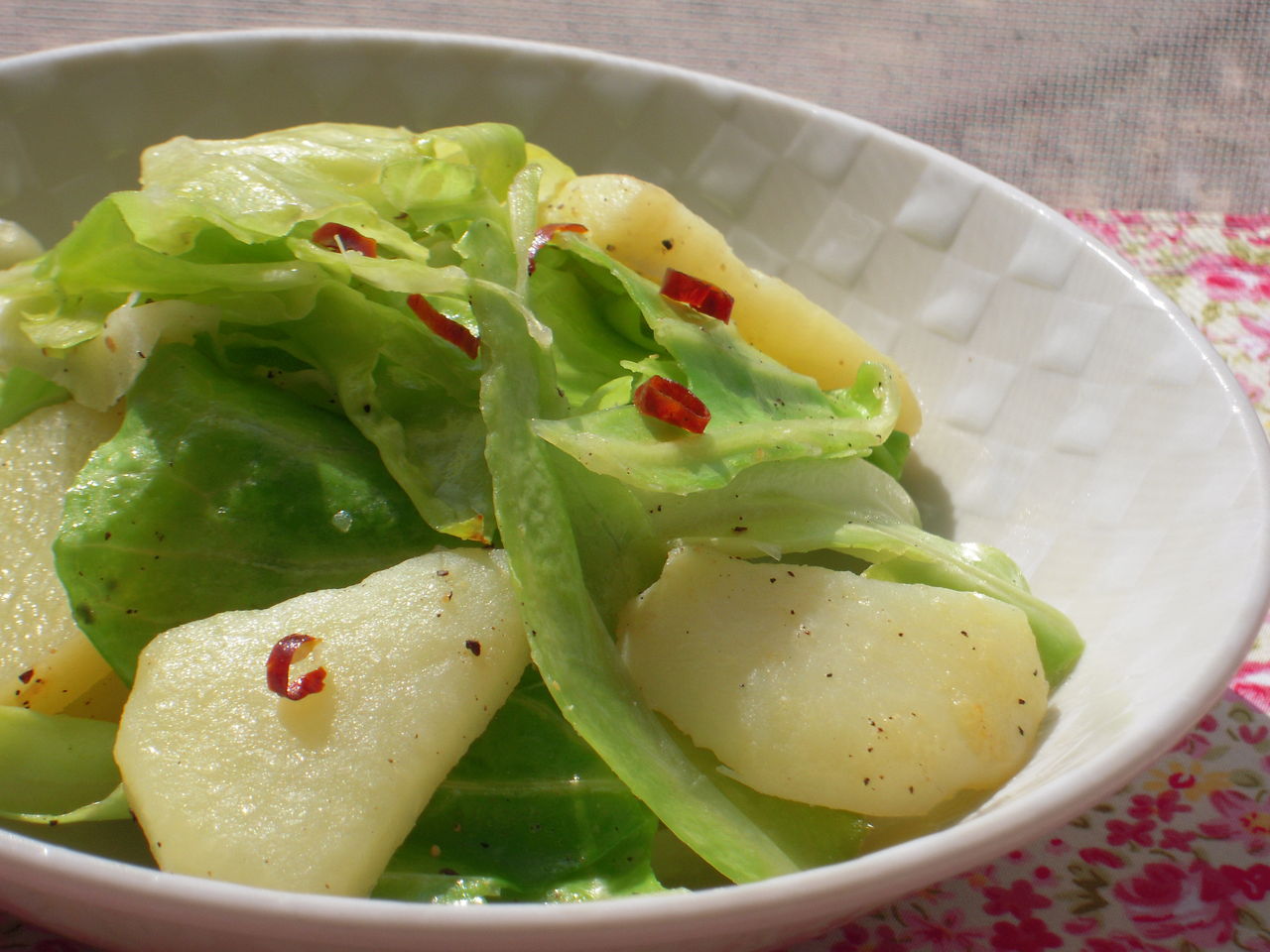 美肌 ダイエット効果 春キャベツと新じゃがのペペロン風味 マクロビオティック 簡単 料理 レシピ ゆん ｓ