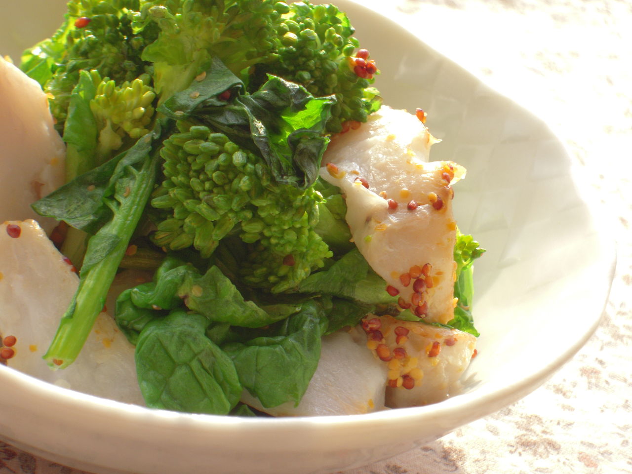 この時期のトラブル花粉症 風邪予防 菜の花と里芋の柚子マスタード風味 ほうれん草と蓮根のカレー醤油風味 かぼちゃと蓮根のコチュ味噌風味 マクロビオティック 簡単 料理 レシピ ゆん ｓ