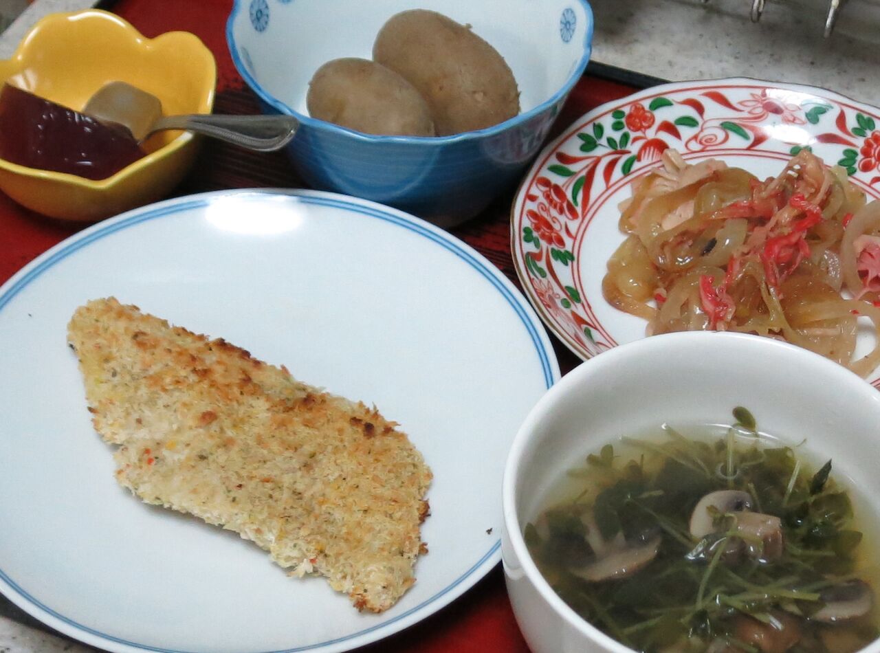 今日の晩飯 骨無し白身魚のパン粉焼き しわ寄せを伸ばす日 新 マダム珍味の晩飯速報