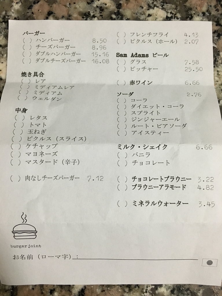 バーガー ジョイントの新オーダーシステム 窓 New York 再び