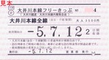 大井川鐡道大井川本線フリーきっぷ6営業部発行大人
