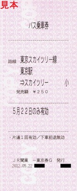 東武JRバススカツリシャトル東京駅線乗車券2