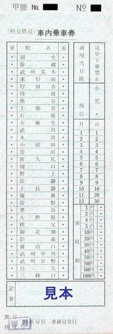 秩鉄車補廃札