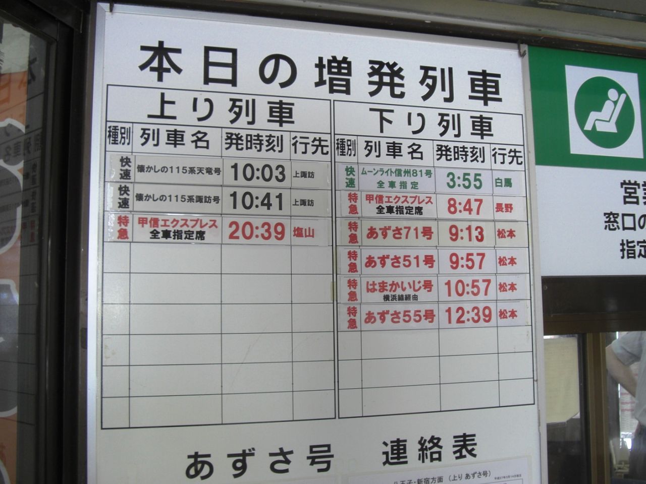 Jr東日本 懐かしの115系天竜号 13番まどぐち