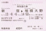 小田急あさぎり号特別急行券機械券H25