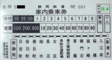 静岡鉄道静岡線車内乗車券乙