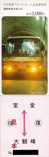 立山トンネルバス乗車券往復