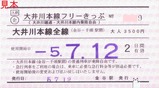 大井川鐡道大井川本線フリーきっぷ4金谷駅発行大人