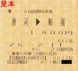 佐倉運輸区B自由席特急券