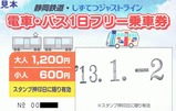 静岡鉄道電車・バス1日フリー乗車券表
