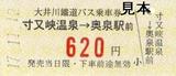 大井川鐵道バス寸又峡線硬券乗車券寸又峡温泉奥泉駅前