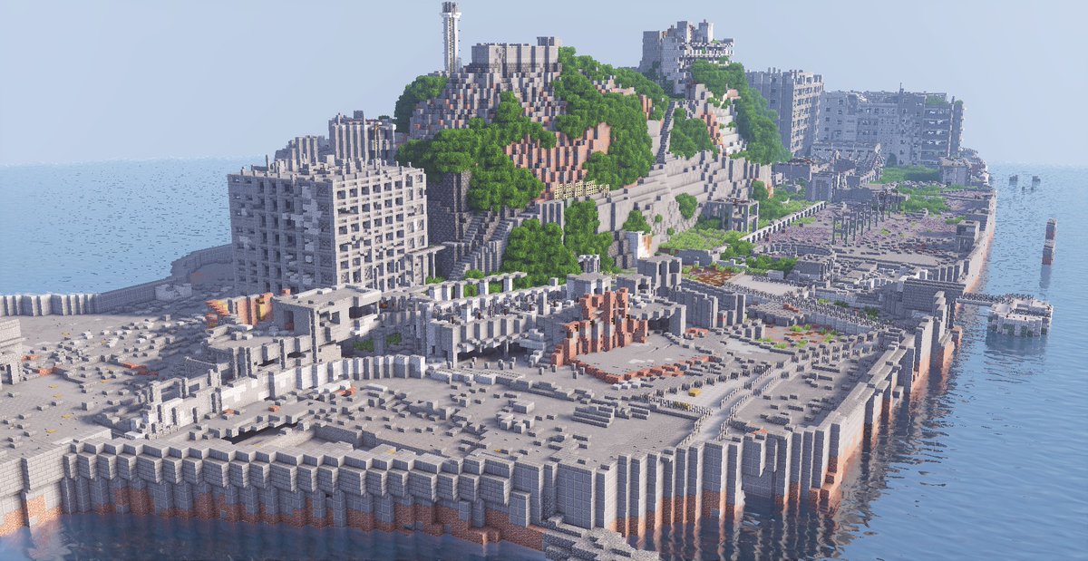 マインクラフトで1 1スケールの軍艦島が作られる これある意味ガイジだろ ゲーハーの窓