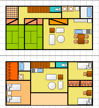 セカンドリビングのある二世帯住宅の間取り 2階にミニバスとミニキッチンをもつ 間取り図集 人気の間取り図 セカンドリビングのある二世帯住宅の間取り 2階にミニバスとミニキッチンをもつ 間取り図集 人気の間取り図