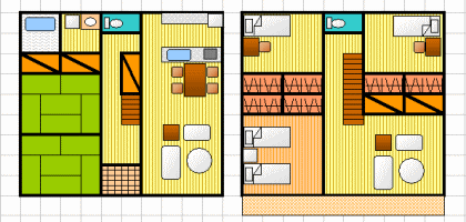 二間つづきの和室のある二世帯住宅プランニング ２世帯住宅無料間取り集 間取り図集 人気の間取り図