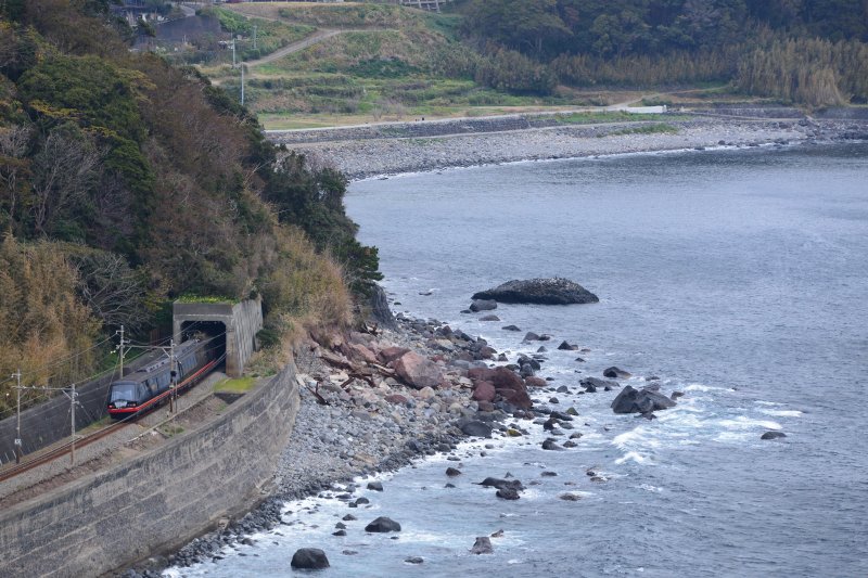 伊豆急で踊り子を撮る 志津摩海岸 ｒｏｕｔｅ１００５