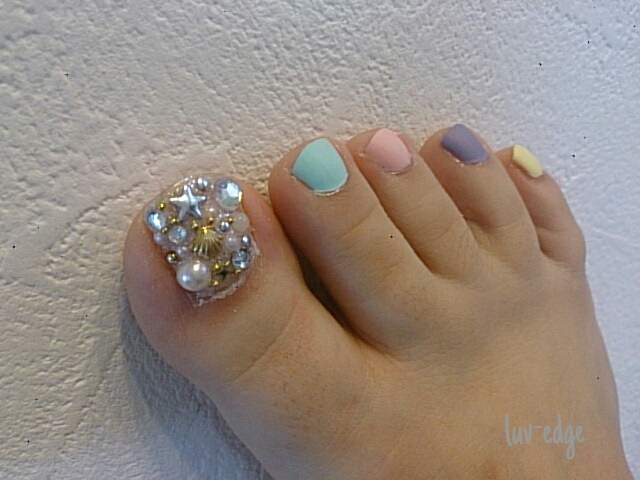 Foot ストーン敷き詰め パステルマット 気まぐれネイル日和