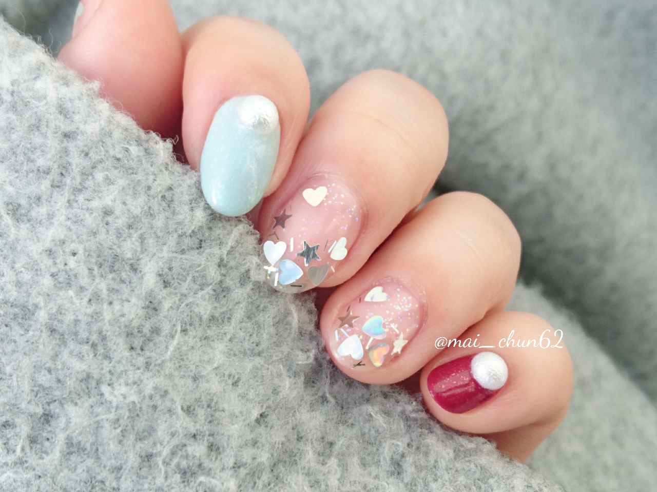 コットンパールで冬ネイル 気まぐれネイル日和