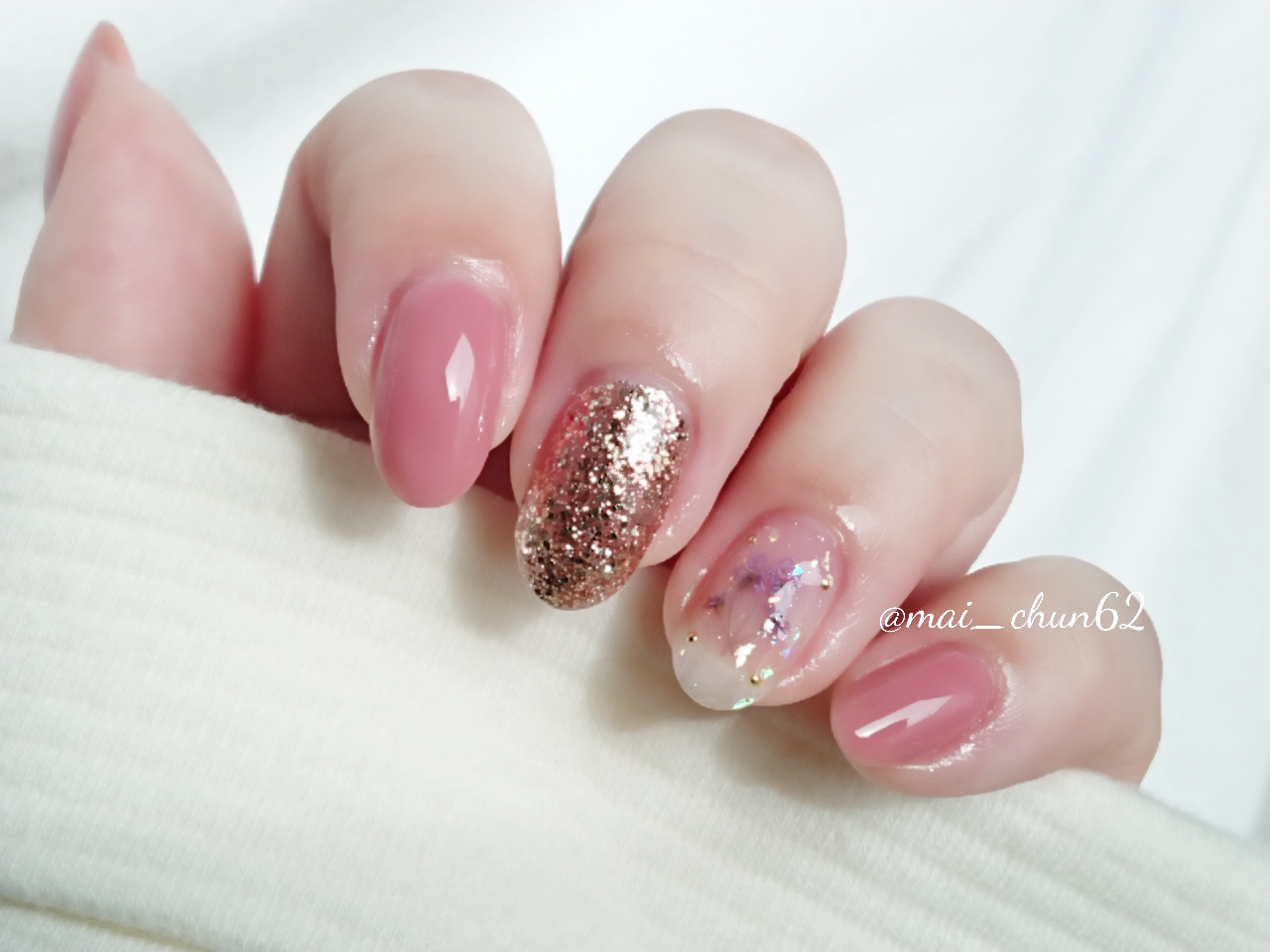 デートにはピンク 結婚記念日ネイル 気まぐれネイル日和