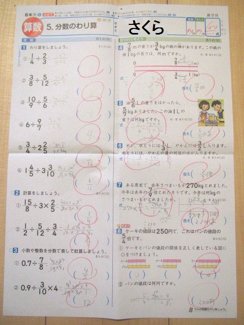 さくら 算数と理科のテスト 転勤家庭の育児生活記