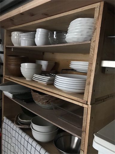 賃貸　キッチン　リンゴ箱　DIY