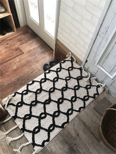 北欧　モノトーン　玄関マット　べニワレン風