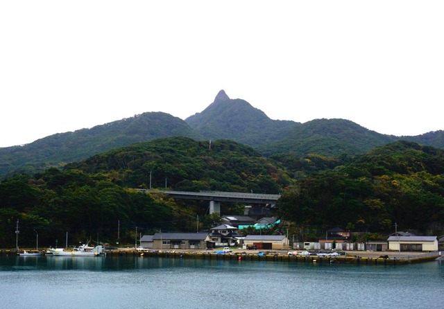 写真１０　野子湾から見る志々伎山