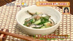 日本料理 賛否両論 【煮干しとキュウリの梅肉和え】