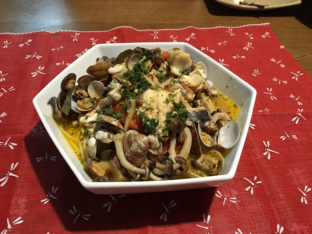 ソイ 白身魚 のアクアパッツァのパスタ 釣りと薪ストーブの生活 ソイ 白身魚 のアクアパッツァのパスタ 釣りと薪ストーブの生活