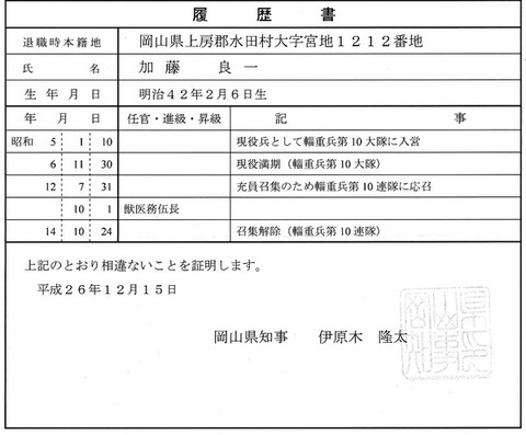 父の軍歴