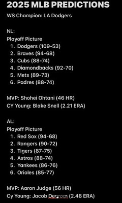 【大胆予想】2025年も大谷翔平がリーグMVPになりドジャースがワールドシリーズ連覇を成し遂げる
