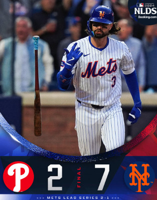 メッツがフィリーズに圧勝で2勝目、地区シリーズ勝利にリーチ