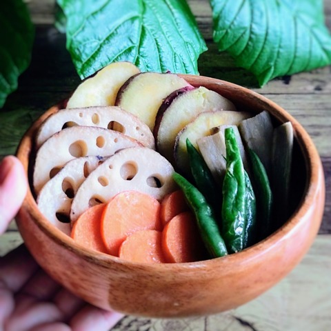 香味醤油麹が引き出す　野菜の揚げびたし　作り方 : manaの発酵ごはんいただきます