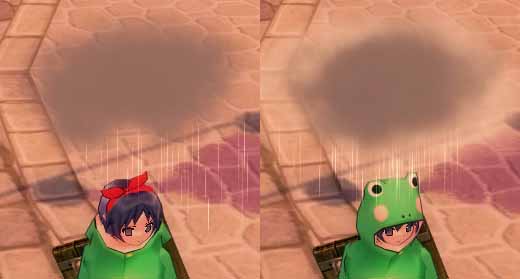 カエルのレインコートと冬の冷たい雨