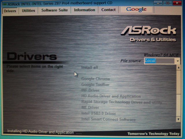 ドライバやユーティリティのインストール