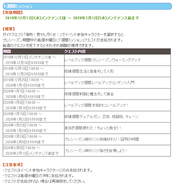 週間ミッション