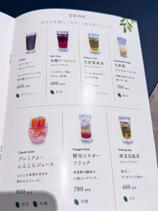 メニューの一覧