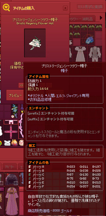 ブリストリージェンシーフラワー帽子